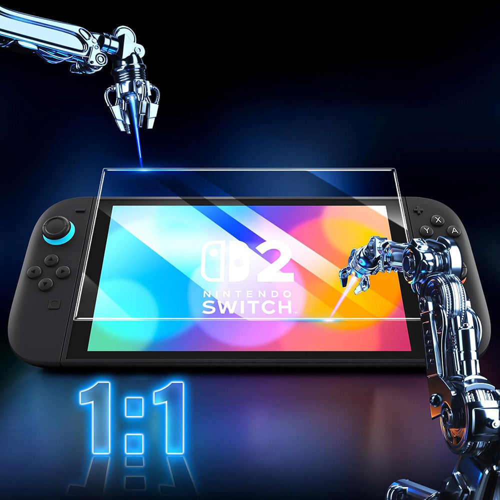 Techsuit SwitchAura Skärmskydd med Applikator för Nintendo Switch 2, Härdat Glas, Set om 2 stycken