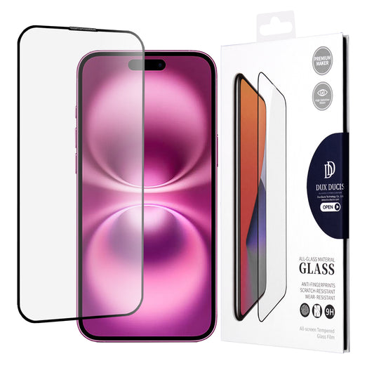 Skärmskydd DUX DUCIS för Apple iPhone 16 Plus, Härdat Glas, Edge Glue, Svart