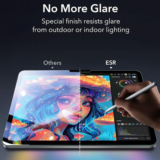 Skärmskydd ESR Armorite Paper Feel UltraFit för Apple iPad (2025) / (2022), Härdat Glas, Full Lim, Set med 2 stycken