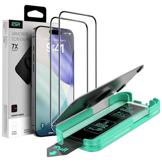 Skärmskydd ESR Armorite UltraFit för Apple iPhone 17 Air, Härdat Glas, Full Lim, Set med 2 stycken, Svart