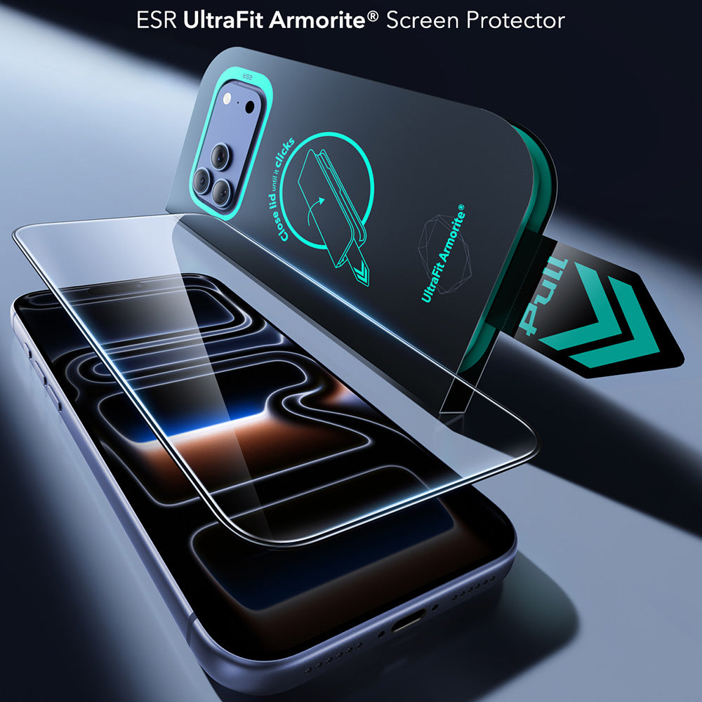 ESR Armorite UltraFit skärmskydd för Apple iPhone 18 Pro / 17 Pro, härdat glas, full lim, set med 2 stycken, svart