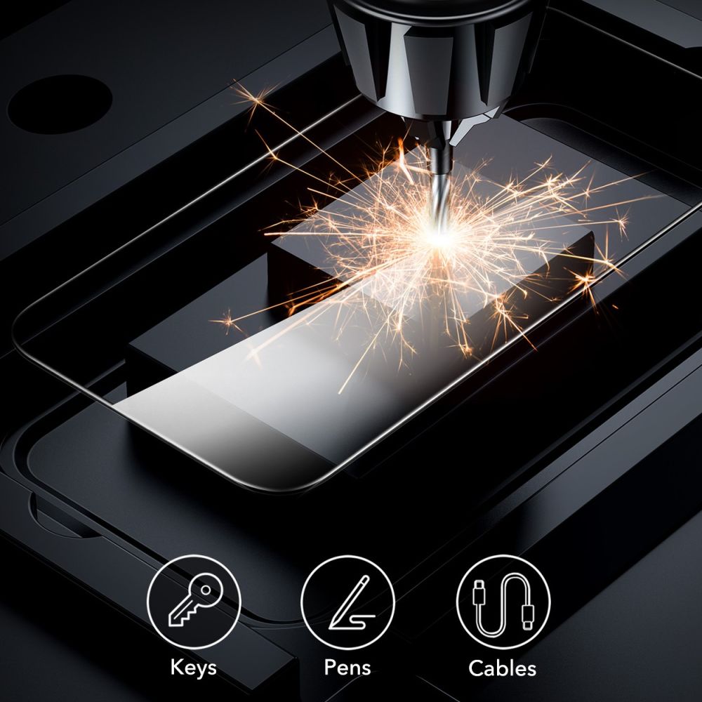 Skärmskydd ESR för Apple iPhone 16 Plus, Härdat Glas, Full Lim