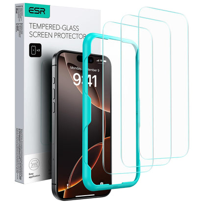 Skärmskydd ESR för Apple iPhone 17 Pro Max, Härdat Glas, Full Lim, Set med 3 stycken