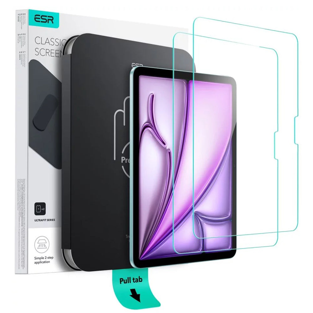 ESR UltraFit Screen Protector for Apple iPad Air 11 (2025) / Air 11 (2024), Tempered Glass, Full Glue, Set of 2 Pieces