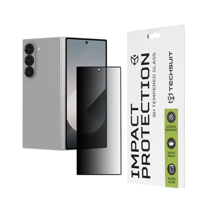 Skyddande skärmskydd Privacy Techsuit för Samsung Galaxy Z Fold6 F956, härdat glas, full lim, 111D