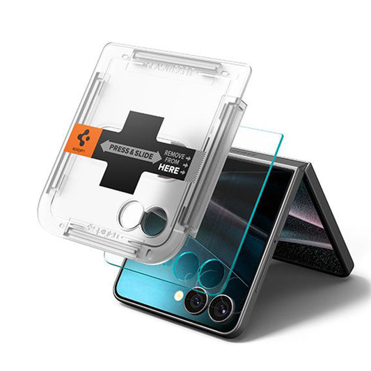 Skärmskydd Spigen GlastR EZ FIT för Samsung Galaxy Z Flip7 F766, Härdat Glas, Full Lim, Set med 2 stycken AGL09585