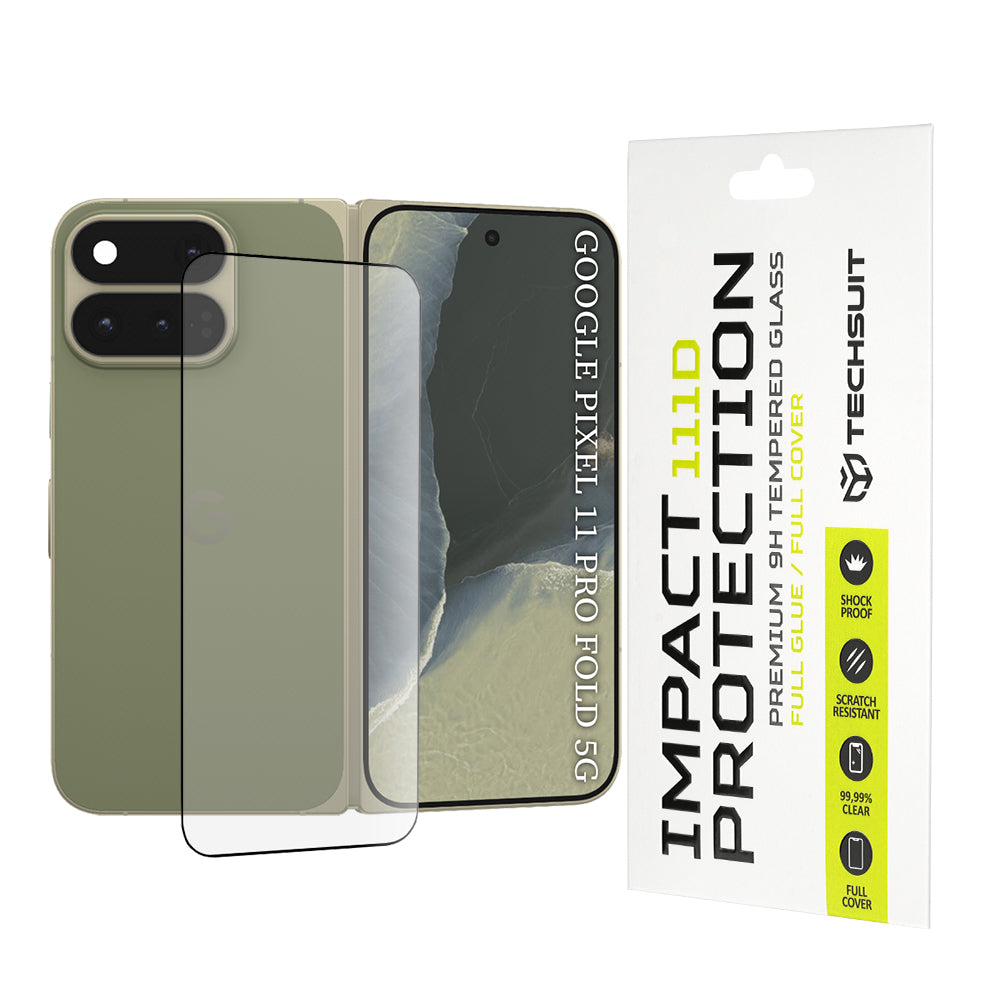 Techsuit Skärmskydd för Google Pixel 11 Pro Fold, Härdat Glas, Fulllim, 111D, Svart