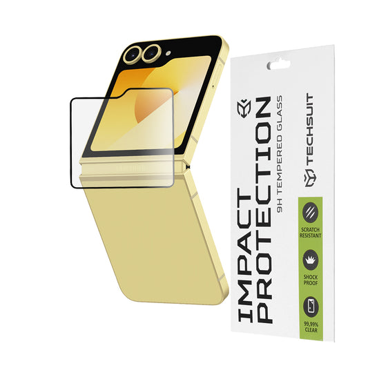 Techsuit skyddande skärmskydd för Samsung Galaxy Z Flip6 F741, härdat glas, full lim, 111D, svart