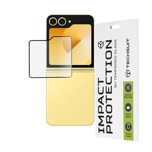 Techsuit skyddande skärmskydd för Samsung Galaxy Z Flip6 F741, härdat glas, full lim, 111D, svart