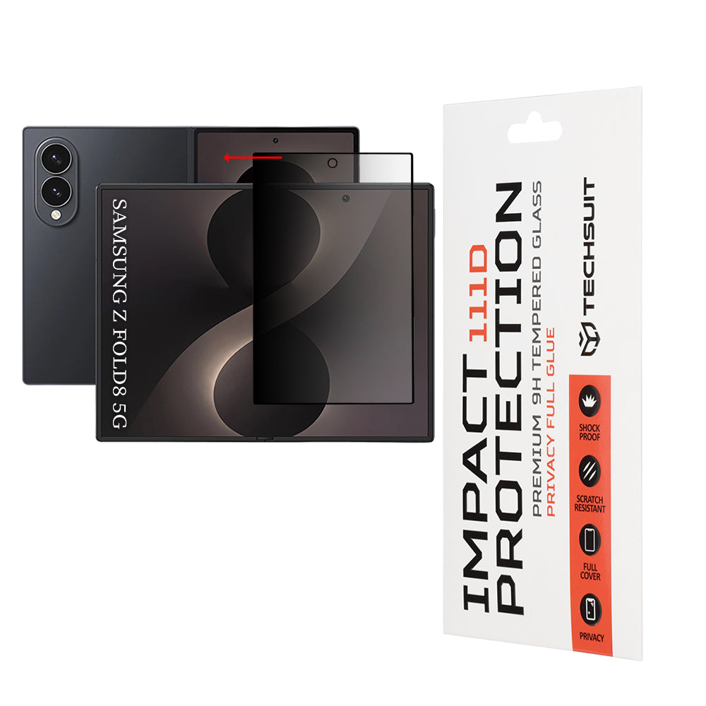 Integritetsskyddande skärmskydd Techsuit för Samsung Galaxy Z Fold8 F976, härdat glas, full lim, 111D