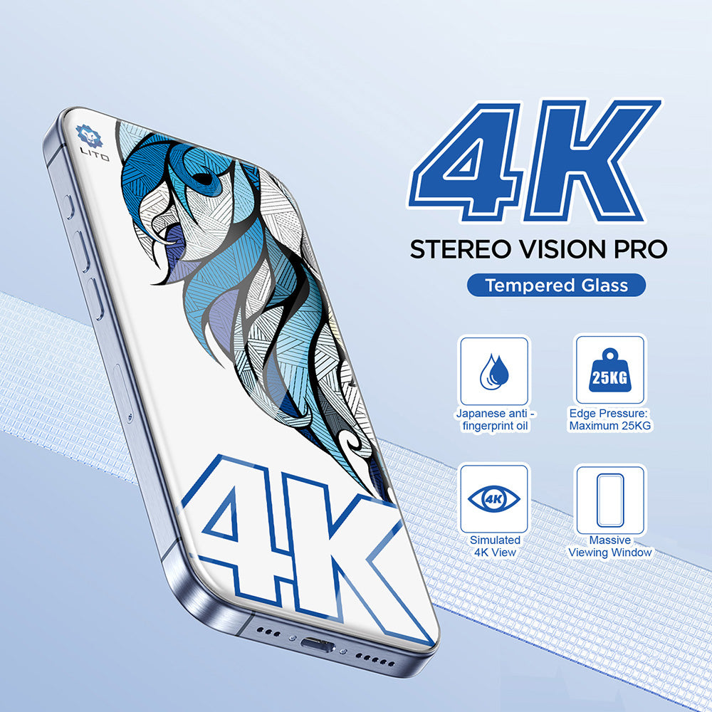 Skärmskydd Lito D+ Max 4K för Apple iPhone 17 / 16 Pro, Härdat Glas, Full Glue, Svart