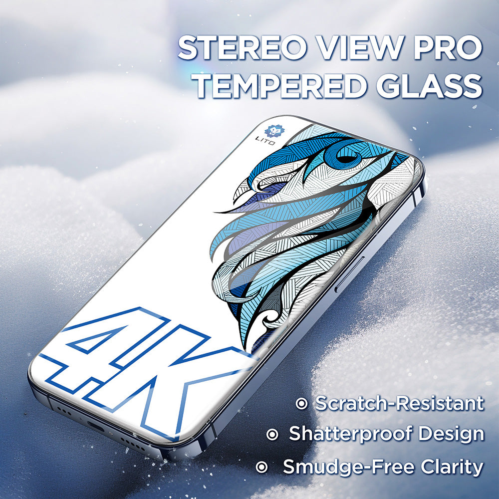 Skärmskydd Lito D+ Max 4K för Apple iPhone 17 / 16 Pro, Härdat Glas, Full Glue, Svart