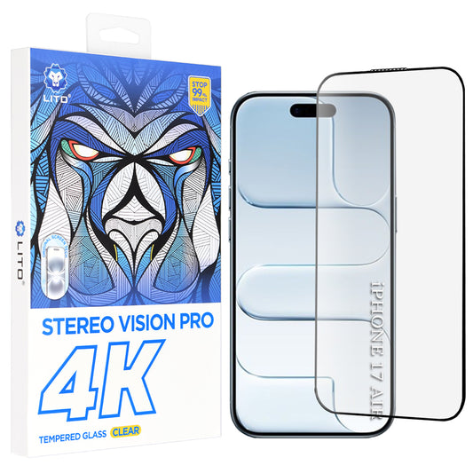 Skärmskydd Lito D+ Max 4K för Apple iPhone 17 Air, Härdat Glas, Full Glue, Svart