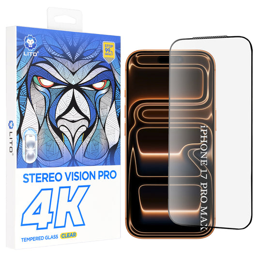 Skärmskydd Lito D+ Max 4K för Apple iPhone 17 Pro Max, Härdat Glas, Full Glue, Svart