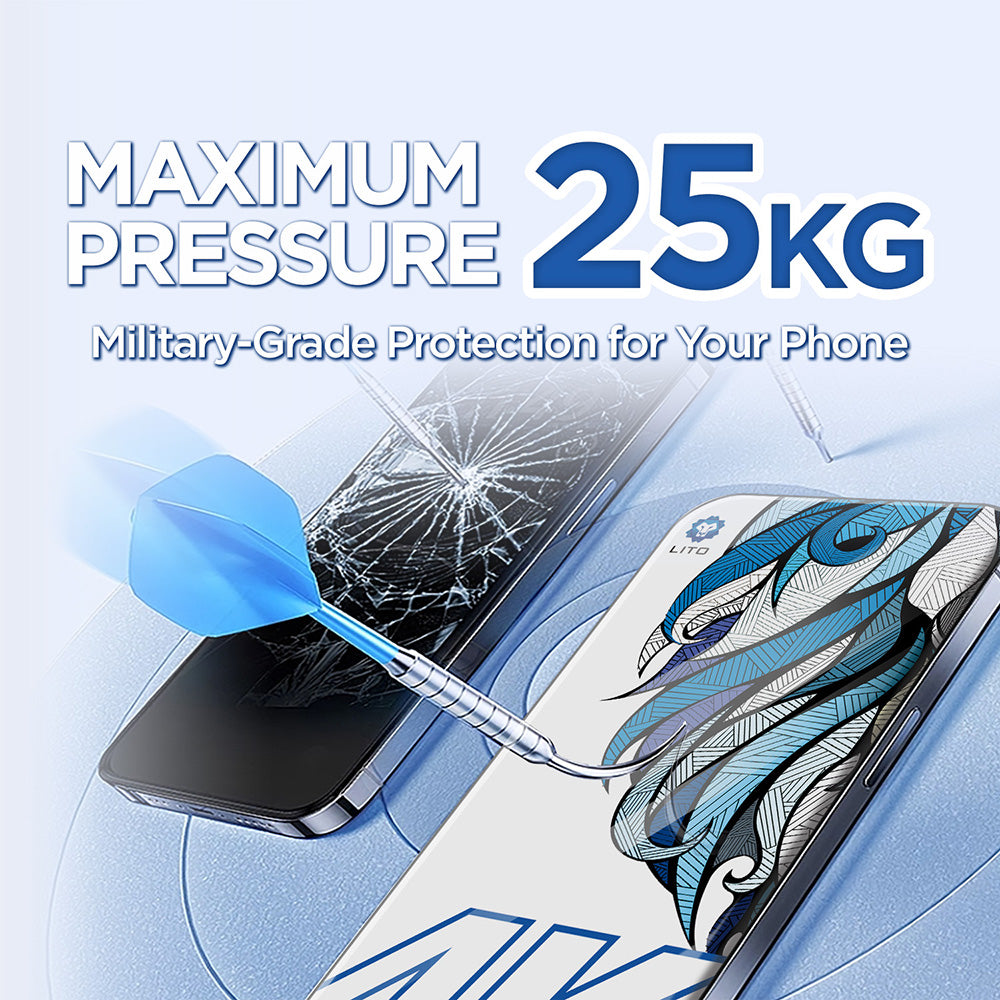Skärmskydd Lito D+ Max 4K för Apple iPhone 17 Pro Max, Härdat Glas, Full Glue, Svart