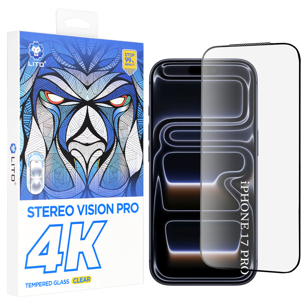 Skärmskydd Lito D+ Max 4K för Apple iPhone 17 Pro, Härdat Glas, Full Glue, Svart