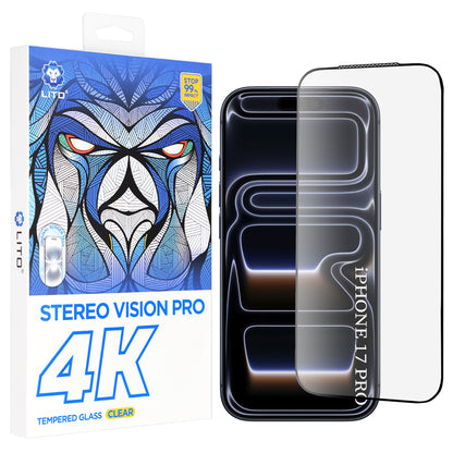 Skärmskydd Lito D+ Max 4K för Apple iPhone 17 Pro, Härdat Glas, Full Glue, Svart