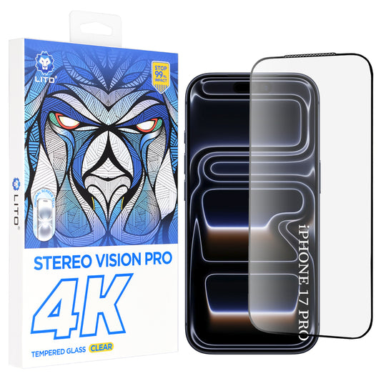 Skärmskydd Lito D+ Max 4K för Apple iPhone 17 Pro, Härdat Glas, Full Glue, Svart