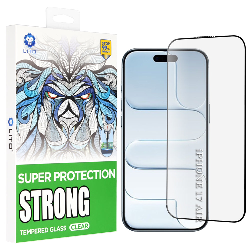 Skärmskydd Lito D+ Max Strong för Apple iPhone 17 Air, Härdat Glas, Full Glue, Svart