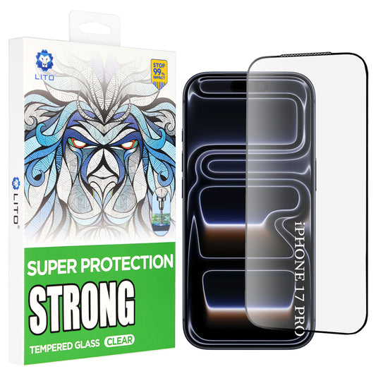Skärmskydd Lito D+ Max Strong för Apple iPhone 17 Pro, Härdat Glas, Full Glue, Svart