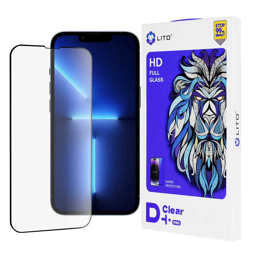 Lito D+ Pro skärmskydd för Apple iPhone 14 Plus / 13 Pro Max, härdat glas, helklistrat, svart