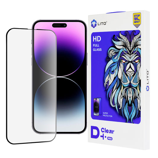 Skärmskydd Lito D+ Pro för Apple iPhone 14 Pro Max, Härdat Glas, Fullt Lim, Svart