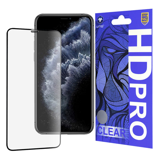 Lito HD Pro Clear skärmskydd för Apple iPhone 11 Pro Max / XS Max, härdat glas, full lim, svart