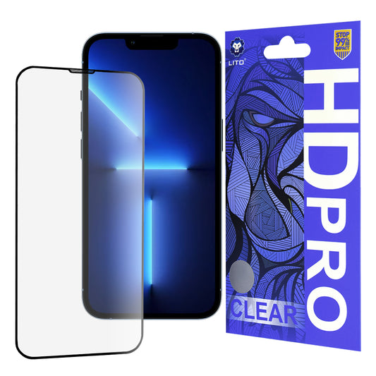 Lito HD Pro Clear skärmskydd för Apple iPhone 14 Plus / 13 Pro Max, härdat glas, full lim, svart