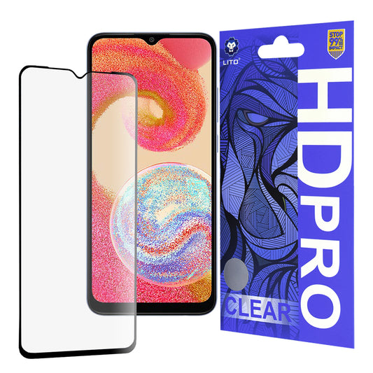 Lito HD Pro Clear skärmskydd för Samsung Galaxy A04e A042 / M04 M045, härdat glas, full lim, svart