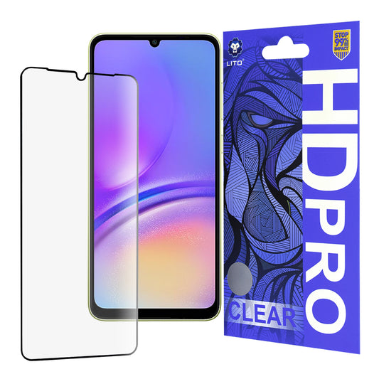 Lito HD Pro Clear skärmskydd för Samsung Galaxy A05 A055, härdat glas, full lim, svart