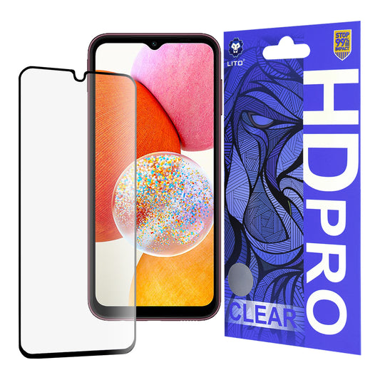 Lito HD Pro Clear skärmskydd för Samsung Galaxy A14 A145 / A14 5G A146, härdat glas, full lim, svart