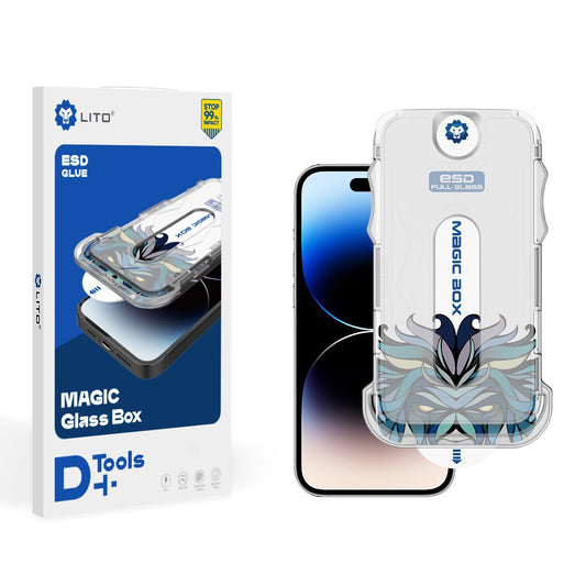 Skärmskydd Lito Magic Glass Box D+ Tools för Apple iPhone 16, Härdat Glas, Fullt Lim