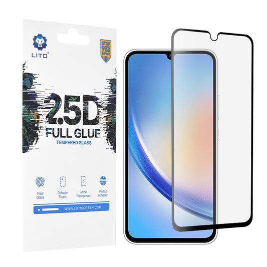 Skärmskydd Lito för Samsung Galaxy A34 A346, Härdat Glas, Full Glue, 2.5D, Svart