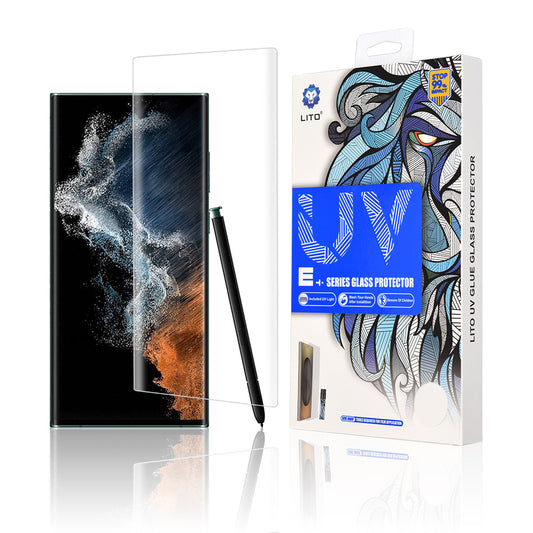 Lito skärmskydd för Samsung Galaxy S22 Ultra 5G S908, härdat glas, UV-lim, 3D