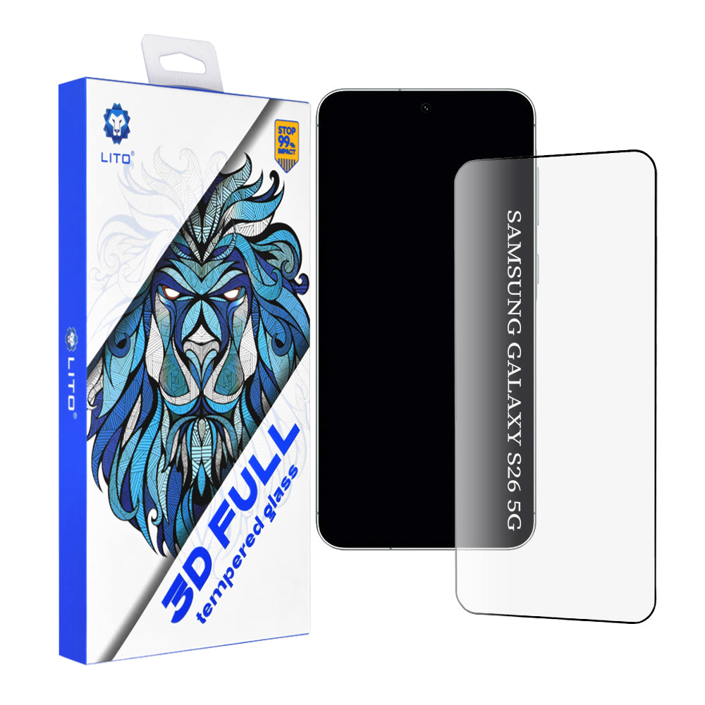 Skärmskydd Lito för Samsung Galaxy S26 S942, Härdat Glas, Full Glue, 3D, Svart