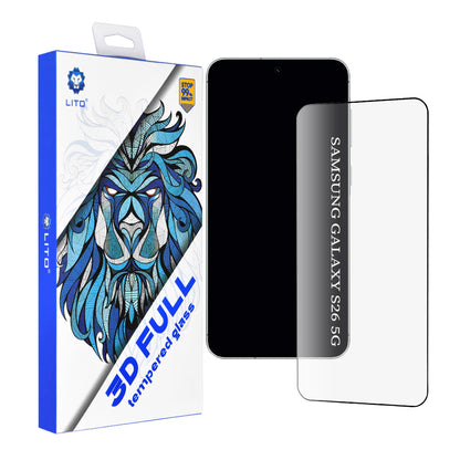 Skärmskydd Lito för Samsung Galaxy S26 S942, Härdat Glas, Full Glue, 3D, Svart
