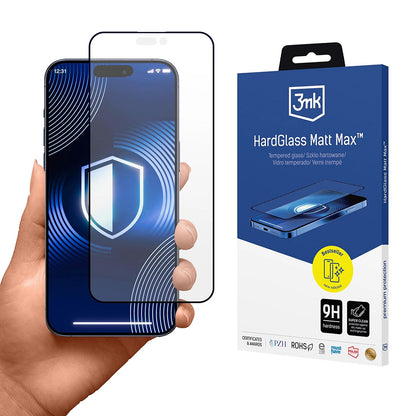 Skärmskydd Matte 3MK HardGlass Max för Apple iPhone 17 Pro, Härdat Glas, Full Glue, Svart