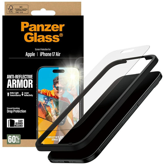 Matte PanzerGlass Armor EasyAligner Screen Protector for Apple iPhone 17 Air, Tempered Glass, Full Glue