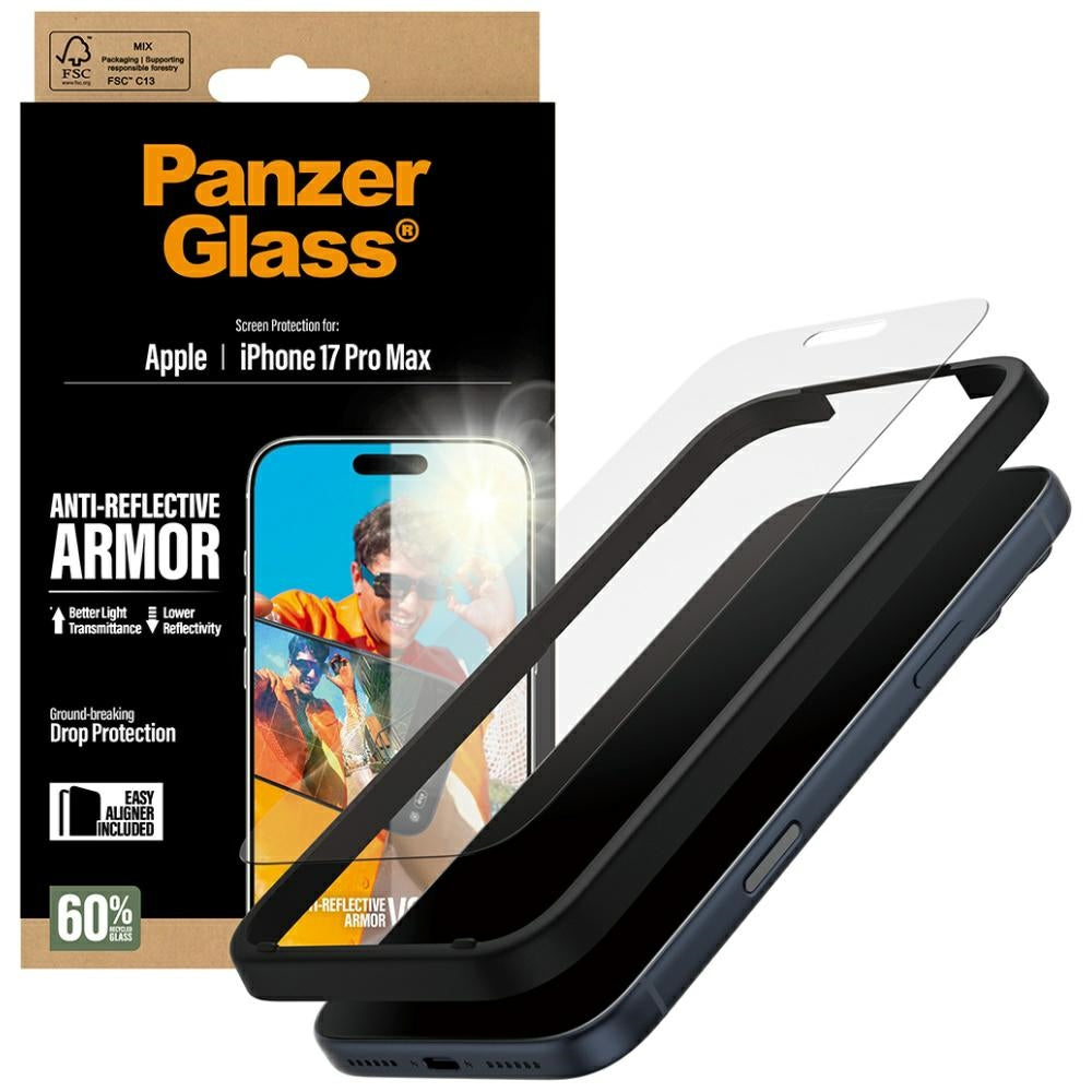 Skärmskydd Matte PanzerGlass Armor EasyAligner för Apple iPhone 17 Pro Max, Härdat Glas, Full Lim