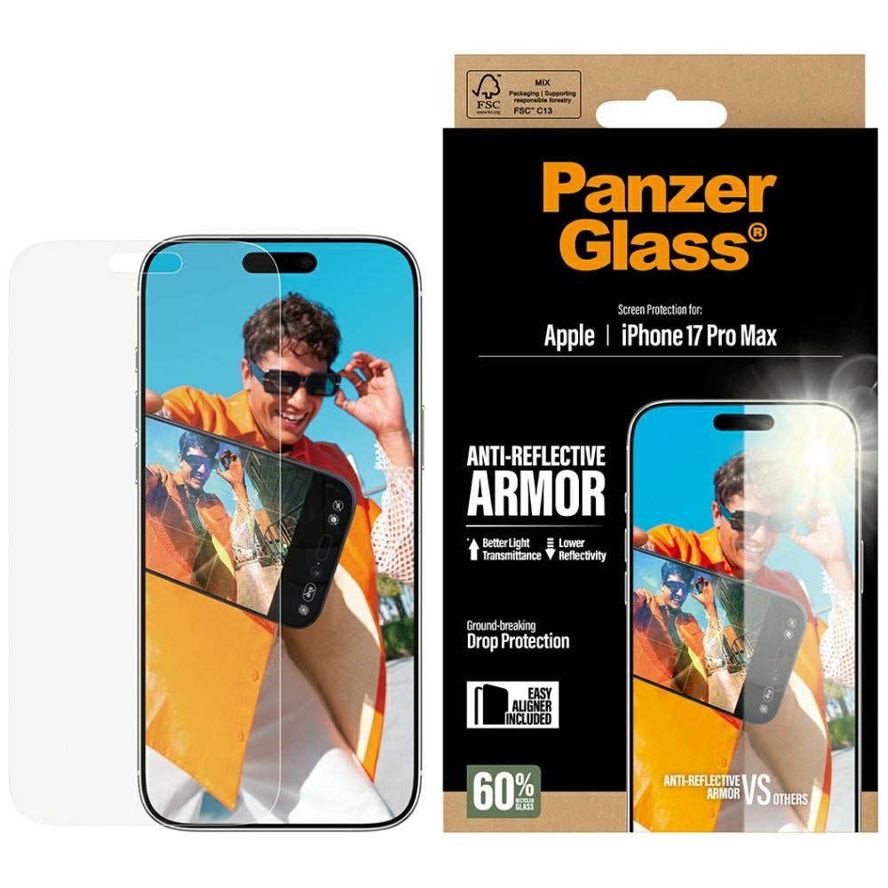 Skärmskydd Matte PanzerGlass Armor EasyAligner för Apple iPhone 17 Pro Max, Härdat Glas, Full Lim