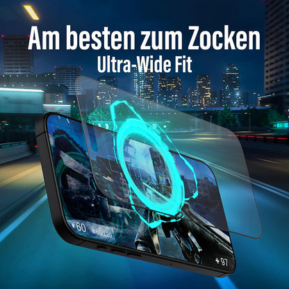 Skärmskydd Matte PanzerGlass Ultra-Wide Fit Gaming för Apple iPhone 16 Pro, Härdat Glas, Full Lim, Svart
