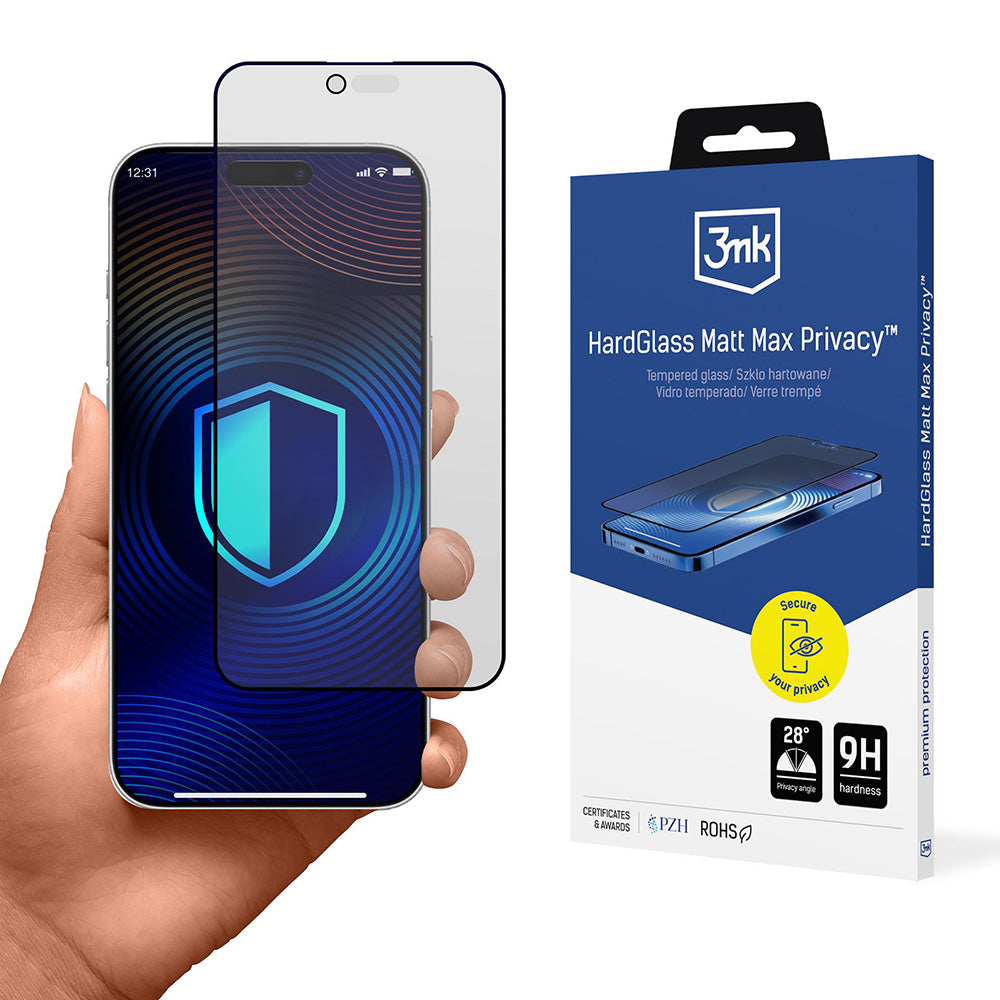 Skärmskydd Matte Privacy 3MK HardGlass Max för Apple iPhone 17 Air, Härdat Glas, Full Glue