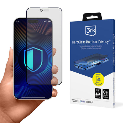 Skärmskydd Matte Privacy 3MK HardGlass Max för Apple iPhone 17 Air, Härdat Glas, Full Glue