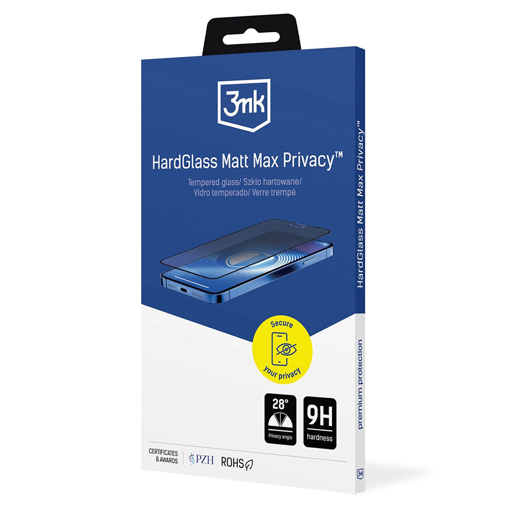 Matt Privacy Skärmskydd 3MK Max för Apple iPhone 18 Pro Max, Härdat Glas, Fullt Lim