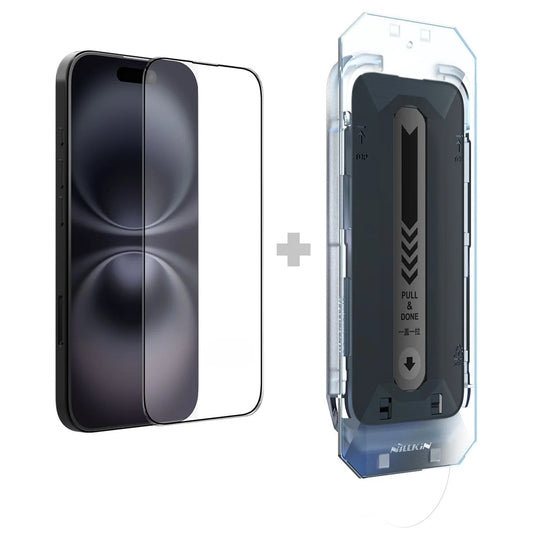 Skärmskydd Nillkin CP+ Pro med applikator för Apple iPhone 16, härdat glas, full lim, svart