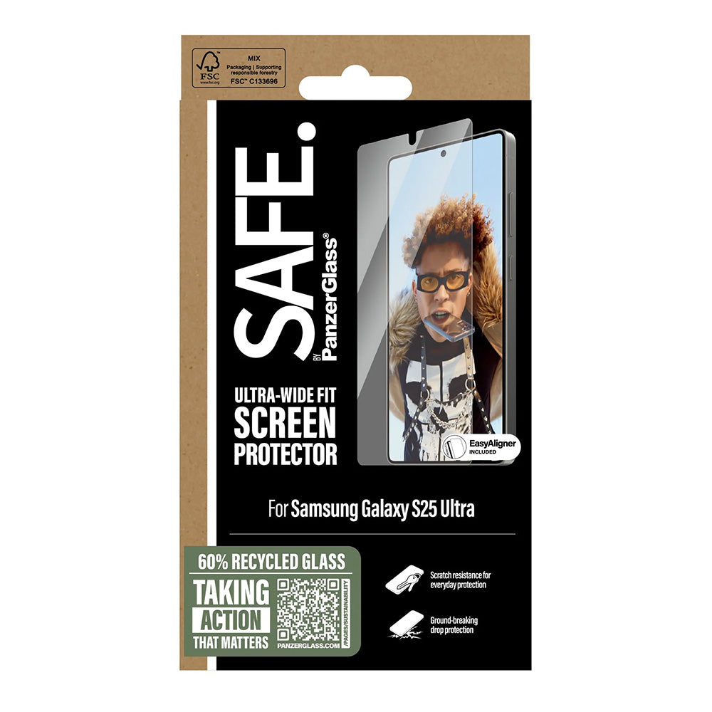 Skärmskydd PanzerGlass Safe. Ultra-Wide Fit EasyAligner för Samsung Galaxy S25 Ultra S938, Härdat Glas, Full Glue
