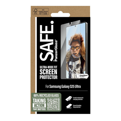 Skärmskydd PanzerGlass Safe. Ultra-Wide Fit EasyAligner för Samsung Galaxy S25 Ultra S938, Härdat Glas, Full Glue