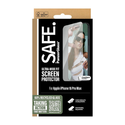 Skyddsfilm PanzerGlass Safe. Ultra-Wide Fit för Apple iPhone 16 Pro Max, Härdat Glas, Full Glue