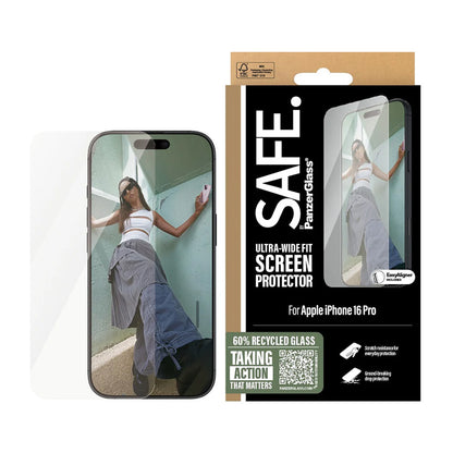 Skyddsfilm PanzerGlass Safe. Ultra-Wide Fit för Apple iPhone 16 Pro, Härdat Glas, Full Glue