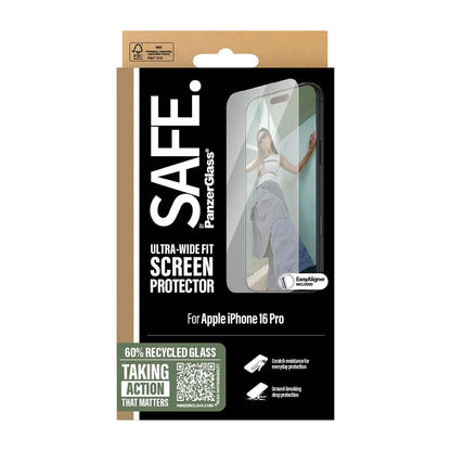 Skyddsfilm PanzerGlass Safe. Ultra-Wide Fit för Apple iPhone 16 Pro, Härdat Glas, Full Glue